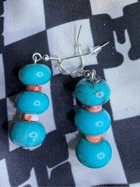 Turquoise and Spiny Bead Drop Earrings - Women Jewelry